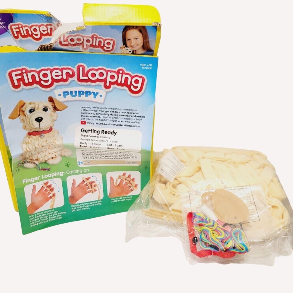 Creativity for Kids Finger Looping Puppy Dog DIY Craft Open Box Complete